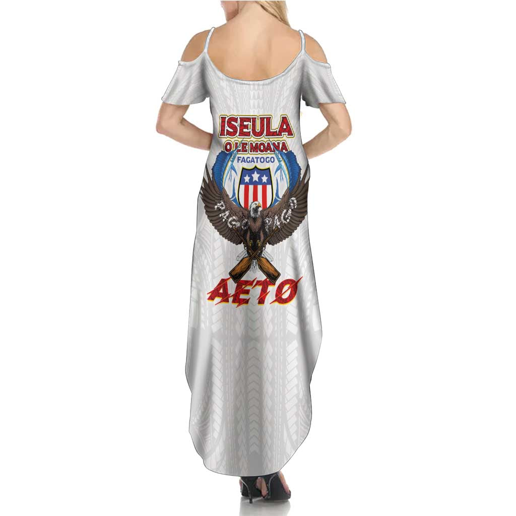 American Samoa Fautasi Summer Maxi Dress Pago Pago Aeto and Iseula o le Moana of Fagatogo White Color LT03 - Polynesian Pride