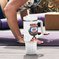American Samoa Fautasi Tumbler With Handle Pago Pago Aeto and Iseula o le Moana of Fagatogo White Color LT03 - Polynesian Pride