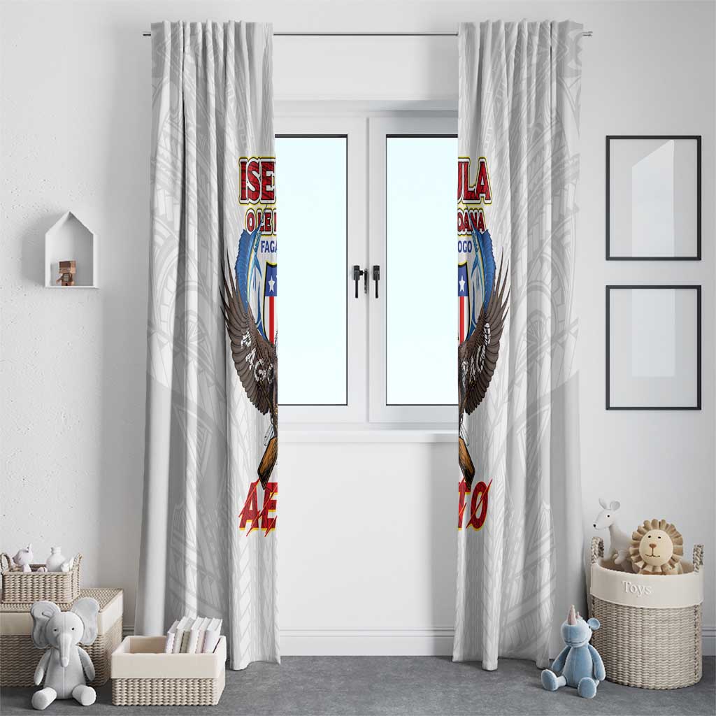 American Samoa Fautasi Window Curtain Pago Pago Aeto and Iseula o le Moana of Fagatogo White Color LT03 - Polynesian Pride