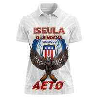 American Samoa Fautasi Women Polo Shirt Pago Pago Aeto and Iseula o le Moana of Fagatogo White Color - Polynesian Pride