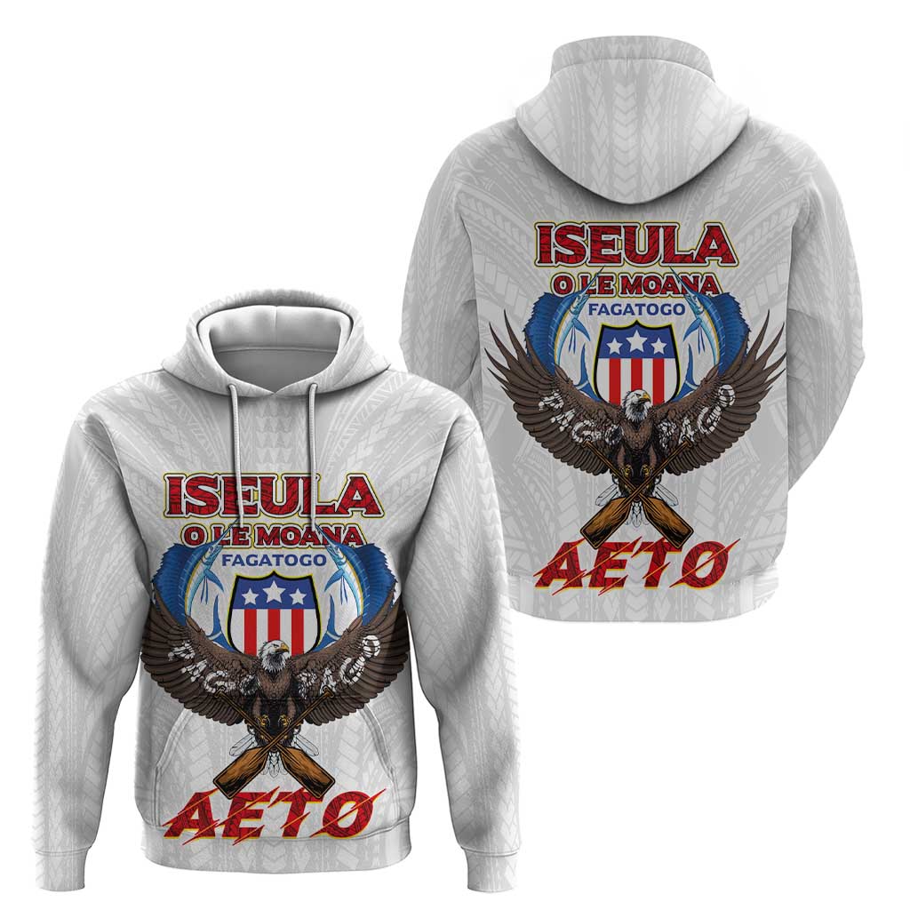 American Samoa Fautasi Zip Hoodie Pago Pago Aeto and Iseula o le Moana of Fagatogo White Color LT03 - Polynesian Pride