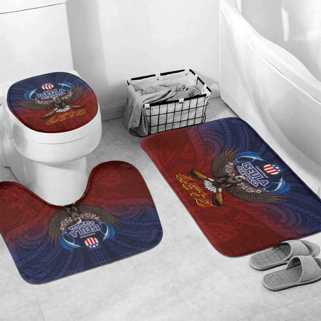 American Samoa Fautasi Bathroom Set Pago Pago Aeto and Iseula o le Moana of Fagatogo Red-Blue - Polynesian Pride