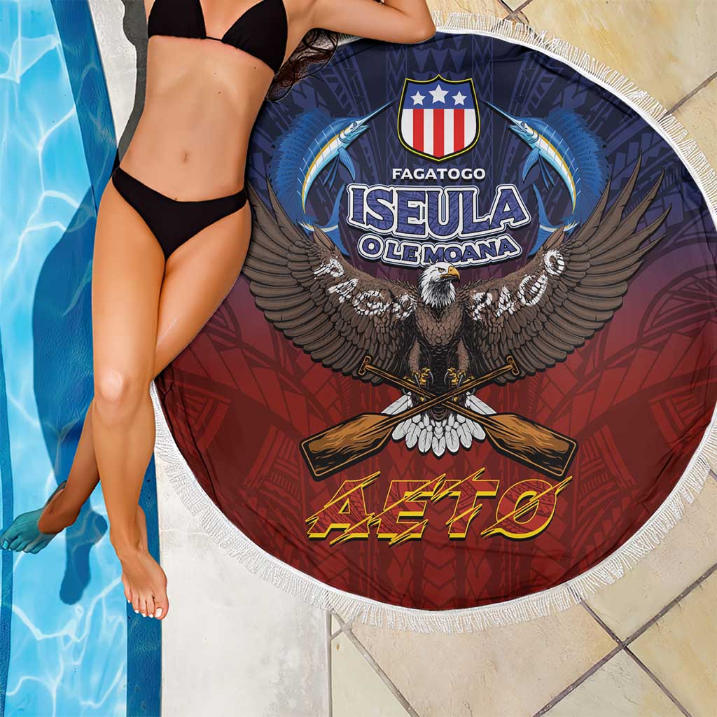 American Samoa Fautasi Beach Blanket Pago Pago Aeto and Iseula o le Moana of Fagatogo Red-Blue - Polynesian Pride