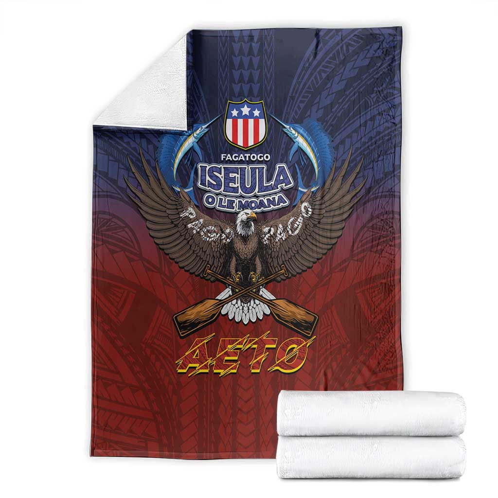 American Samoa Fautasi Blanket Pago Pago Aeto and Iseula o le Moana of Fagatogo Red-Blue - Polynesian Pride