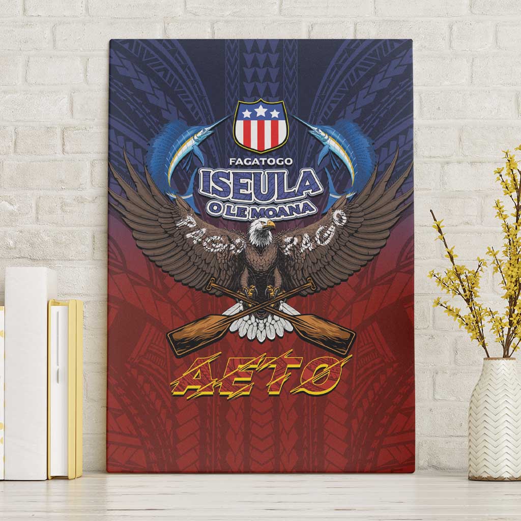 American Samoa Fautasi Canvas Wall Art Pago Pago Aeto and Iseula o le Moana of Fagatogo Red-Blue - Polynesian Pride