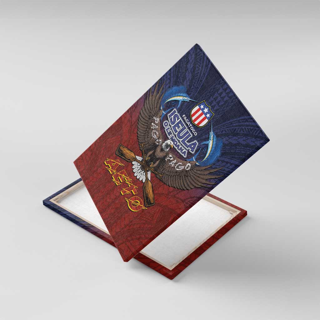 American Samoa Fautasi Canvas Wall Art Pago Pago Aeto and Iseula o le Moana of Fagatogo Red-Blue - Polynesian Pride