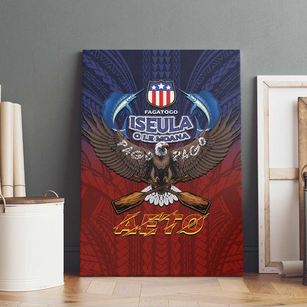 American Samoa Fautasi Canvas Wall Art Pago Pago Aeto and Iseula o le Moana of Fagatogo Red-Blue - Polynesian Pride