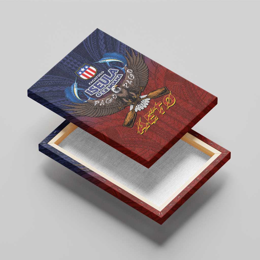 American Samoa Fautasi Canvas Wall Art Pago Pago Aeto and Iseula o le Moana of Fagatogo Red-Blue - Polynesian Pride