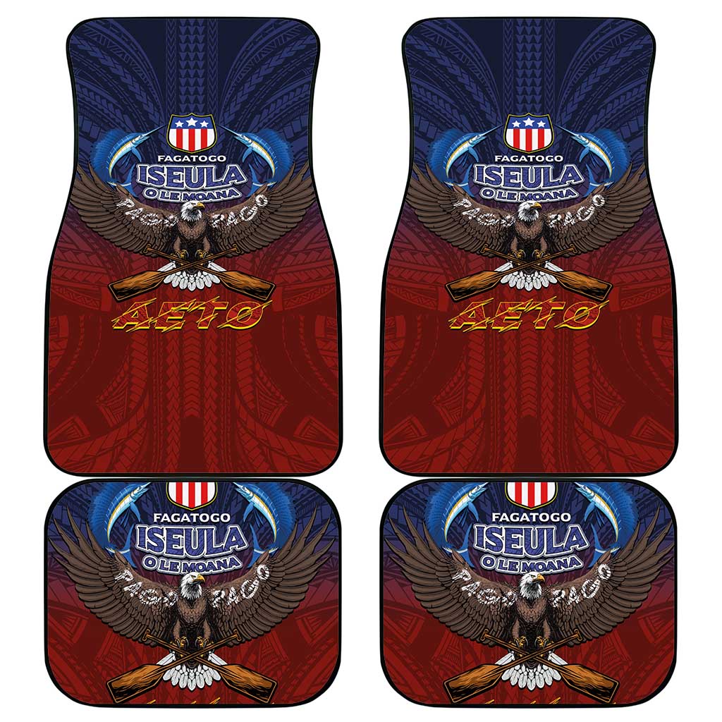 American Samoa Fautasi Car Mats Pago Pago Aeto and Iseula o le Moana of Fagatogo Red-Blue LT03 - Polynesian Pride