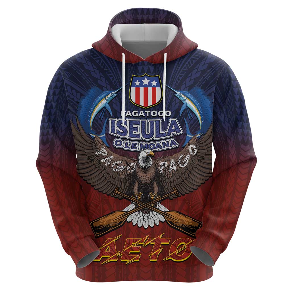 American Samoa Fautasi Hoodie Pago Pago Aeto and Iseula o le Moana of Fagatogo Red-Blue - Polynesian Pride
