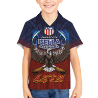 American Samoa Fautasi Kid Hawaiian Shirt Pago Pago Aeto and Iseula o le Moana of Fagatogo Red-Blue LT03 Kid Blue - Polynesian Pride