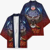 American Samoa Fautasi Kimono Pago Pago Aeto and Iseula o le Moana of Fagatogo Red-Blue - Polynesian Pride