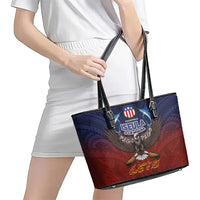 American Samoa Fautasi Leather Tote Bag Pago Pago Aeto and Iseula o le Moana of Fagatogo Red-Blue LT03 - Polynesian Pride