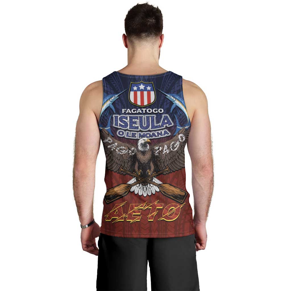 American Samoa Fautasi Men Tank Top Pago Pago Aeto and Iseula o le Moana of Fagatogo Red-Blue - Polynesian Pride