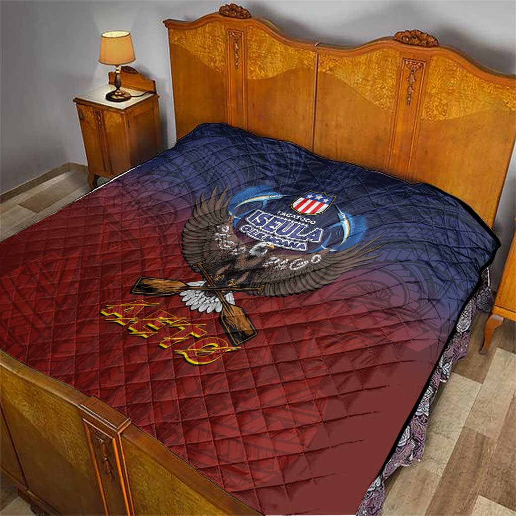 American Samoa Fautasi Quilt Pago Pago Aeto and Iseula o le Moana of Fagatogo Red-Blue - Polynesian Pride