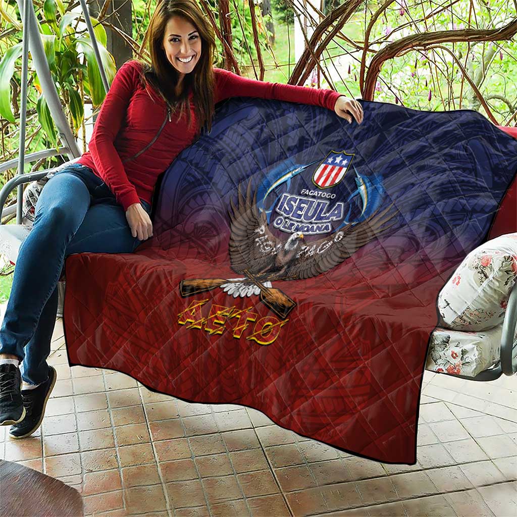 American Samoa Fautasi Quilt Pago Pago Aeto and Iseula o le Moana of Fagatogo Red-Blue - Polynesian Pride
