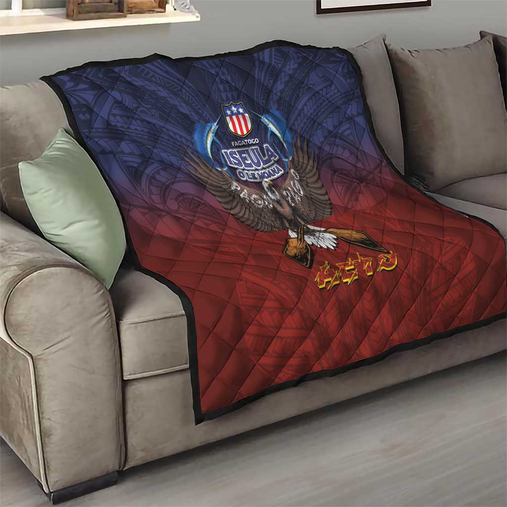 American Samoa Fautasi Quilt Pago Pago Aeto and Iseula o le Moana of Fagatogo Red-Blue - Polynesian Pride