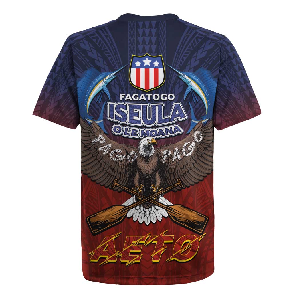 American Samoa Fautasi Rugby Jersey Pago Pago Aeto and Iseula o le Moana of Fagatogo Red-Blue - Polynesian Pride