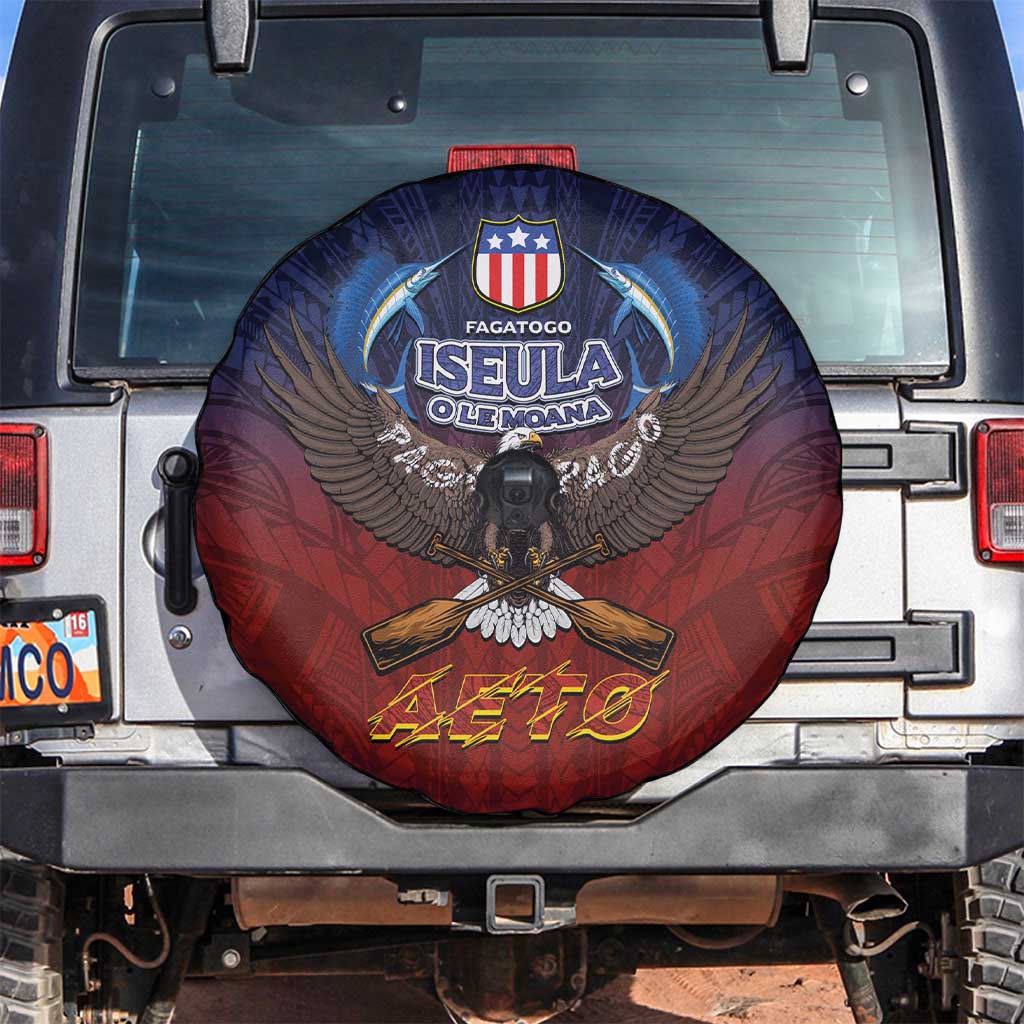 American Samoa Fautasi Spare Tire Cover Pago Pago Aeto and Iseula o le Moana of Fagatogo Red-Blue LT03 Blue - Polynesian Pride
