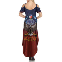 American Samoa Fautasi Summer Maxi Dress Pago Pago Aeto and Iseula o le Moana of Fagatogo Red-Blue LT03 - Polynesian Pride