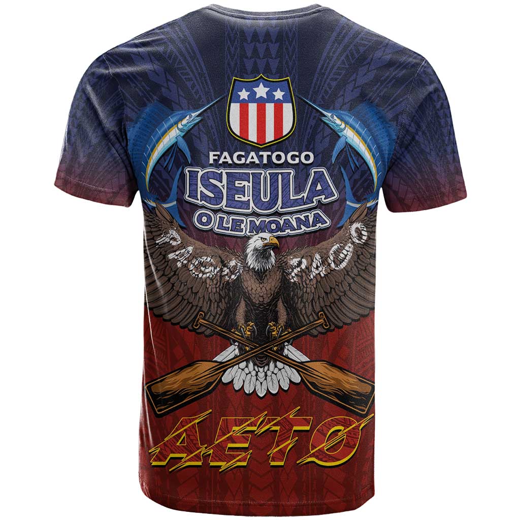 American Samoa Fautasi T Shirt Pago Pago Aeto and Iseula o le Moana of Fagatogo Red-Blue - Polynesian Pride