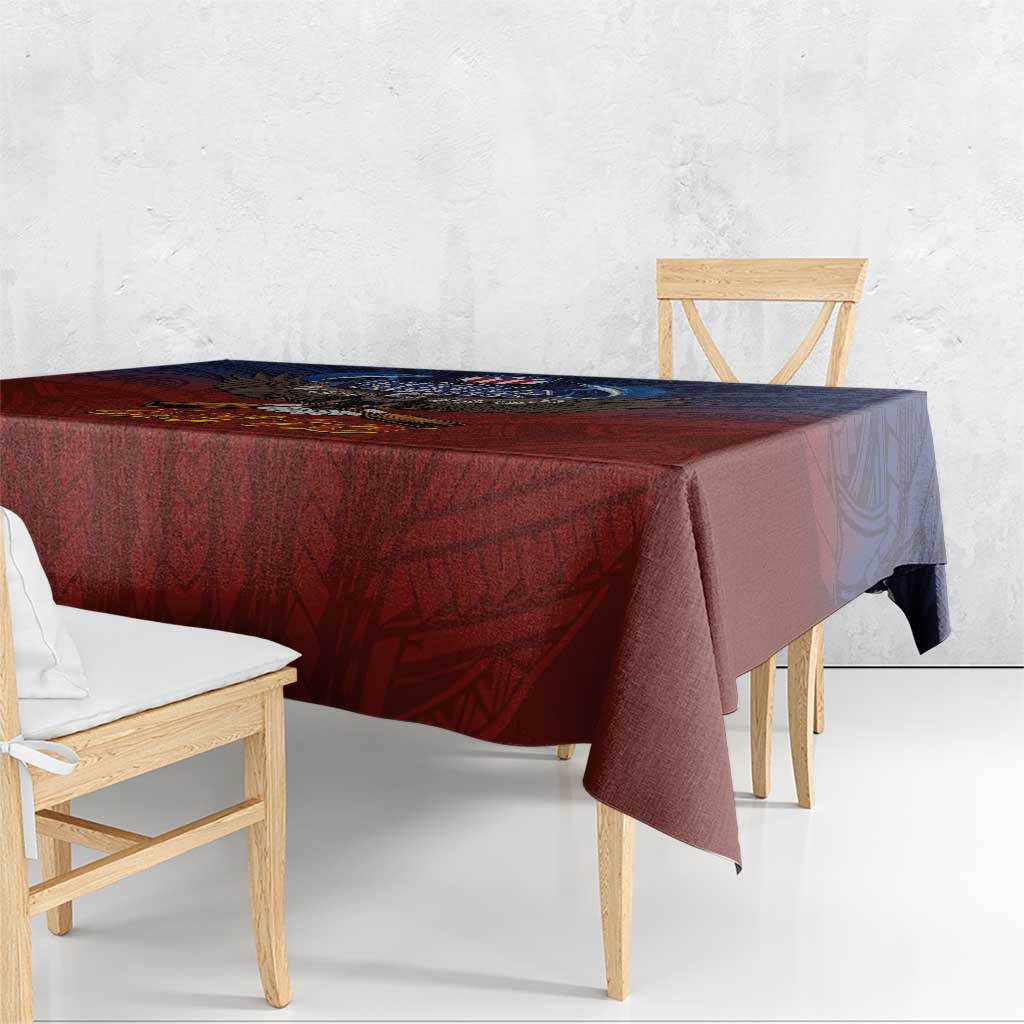 American Samoa Fautasi Tablecloth Pago Pago Aeto and Iseula o le Moana of Fagatogo Red-Blue LT03 - Polynesian Pride
