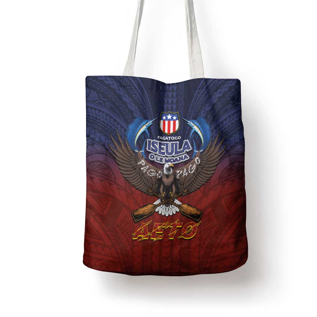 American Samoa Fautasi Tote Bag Pago Pago Aeto and Iseula o le Moana of Fagatogo Red-Blue LT03 - Polynesian Pride