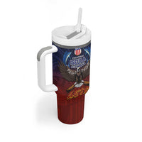 American Samoa Fautasi Tumbler With Handle Pago Pago Aeto and Iseula o le Moana of Fagatogo Red-Blue LT03 - Polynesian Pride