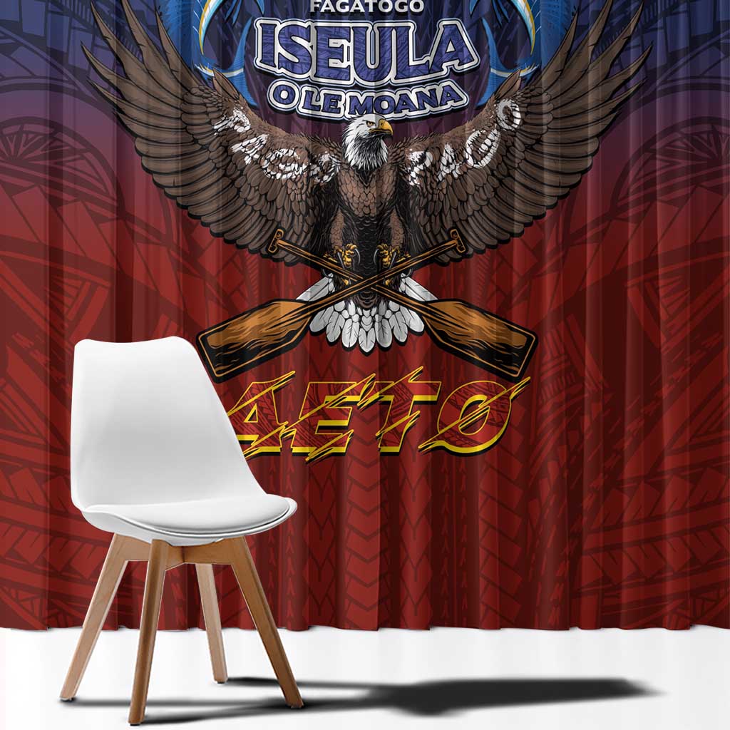 American Samoa Fautasi Window Curtain Pago Pago Aeto and Iseula o le Moana of Fagatogo Red-Blue - Polynesian Pride