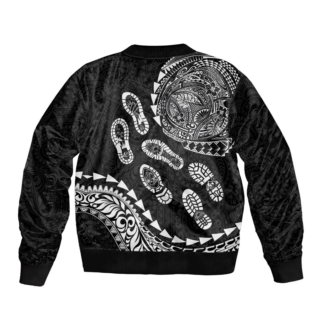 Hawaii Running Sleeve Zip Bomber Jacket Polynesian Tribal Tattoo