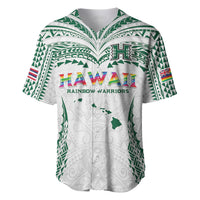 Custom Hawaii Rainbow Warriors Baseball Jersey Polynesian Motif White Color LT03 White - Polynesian Pride
