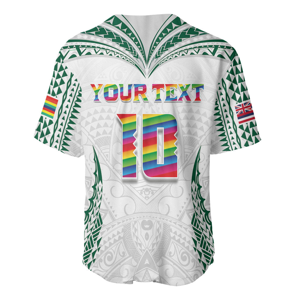 Custom Hawaii Rainbow Warriors Baseball Jersey Polynesian Motif White Color LT03 - Polynesian Pride