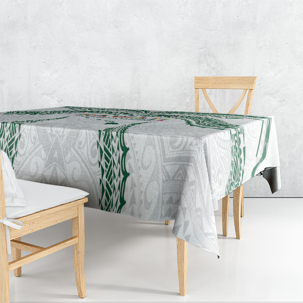 Hawaii Rainbow Warriors Tablecloth Polynesian Motif White Color