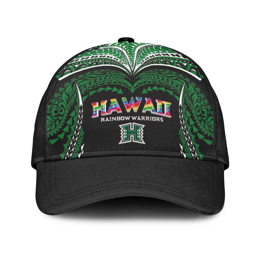 Hawaii Rainbow Warriors Classic Cap Polynesian Motif Black Color LT03 Universal Fit Black - Polynesian Pride