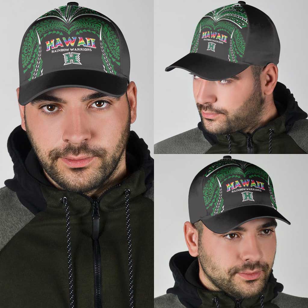 Hawaii Rainbow Warriors Classic Cap Polynesian Motif Black Color LT03 - Polynesian Pride