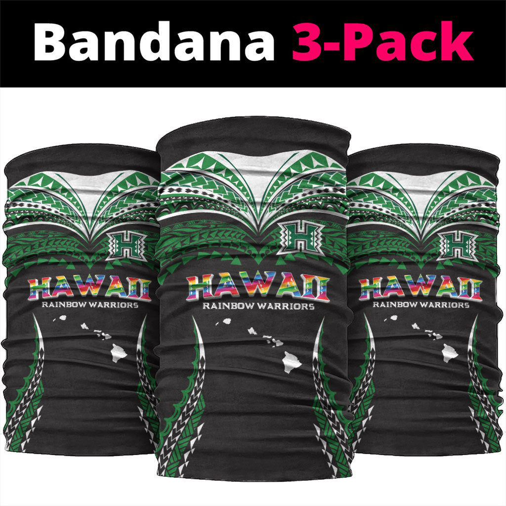 Hawaii Rainbow Warriors Neck Gaiter Polynesian Motif Black Color