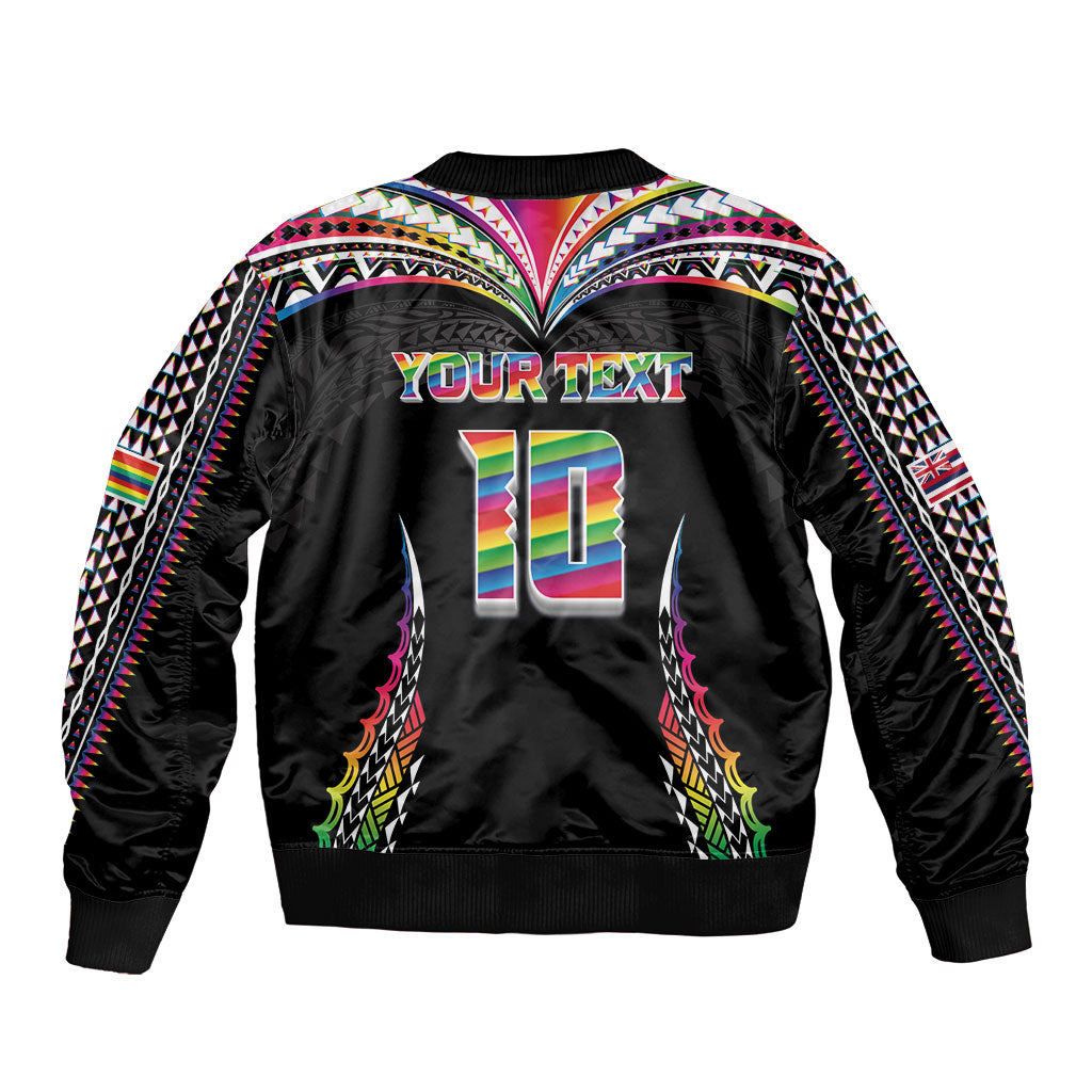 Custom Hawaii Rainbow Warriors Bomber Jacket Polynesian Motif Special Edition Rainbow Gradient LT03 - Polynesian Pride
