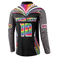Custom Hawaii Rainbow Warriors Button Sweatshirt Polynesian Motif Special Edition Rainbow Gradient LT03 - Polynesian Pride