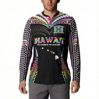 Custom Hawaii Rainbow Warriors Button Sweatshirt Polynesian Motif Special Edition Rainbow Gradient LT03 - Polynesian Pride