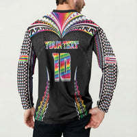 Custom Hawaii Rainbow Warriors Button Sweatshirt Polynesian Motif Special Edition Rainbow Gradient LT03 - Polynesian Pride