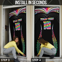 Custom Hawaii Rainbow Warriors Door Cover Polynesian Motif Special Edition Rainbow Gradient
