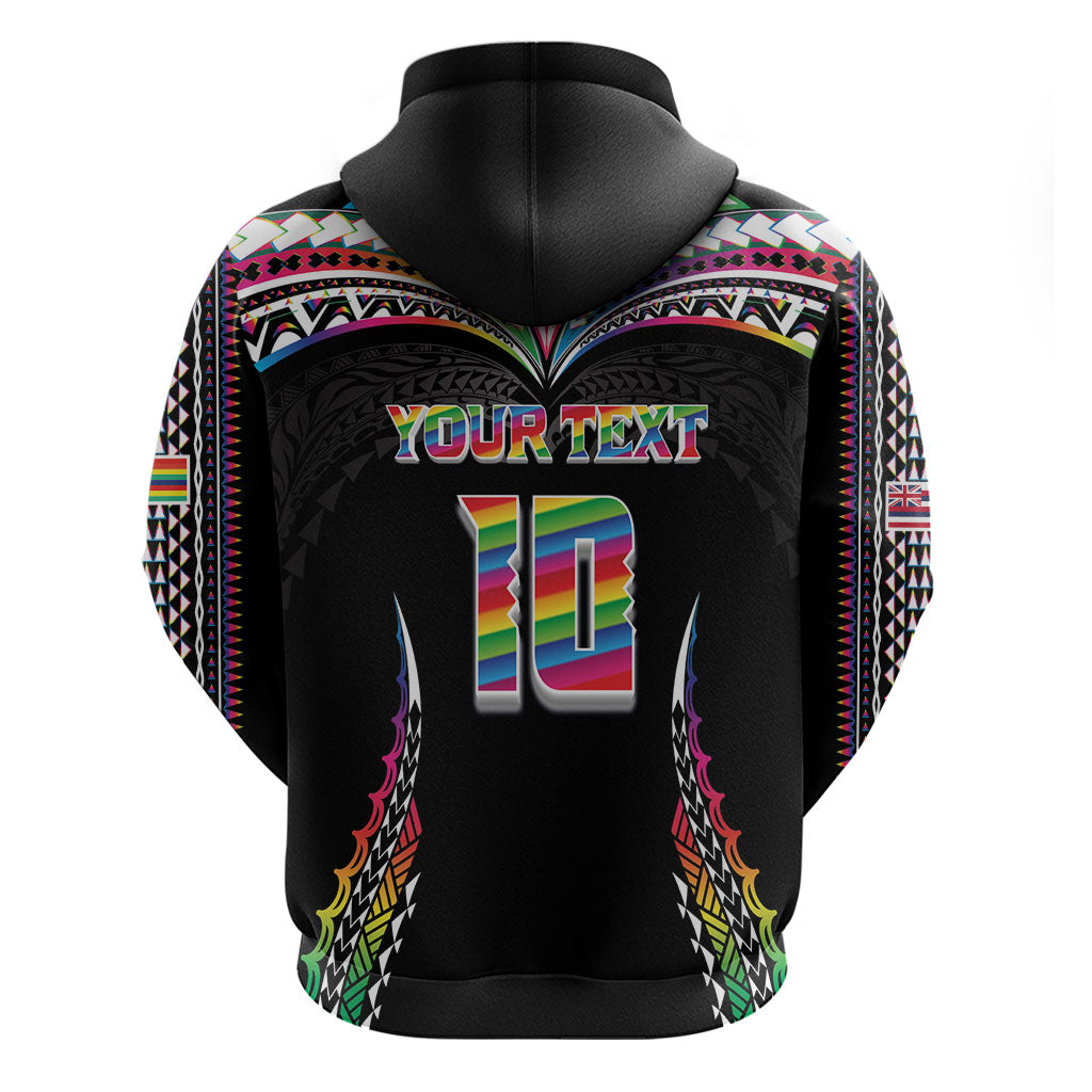 Custom Hawaii Rainbow Warriors Zip Hoodie Polynesian Motif Special Edition Rainbow Gradient
