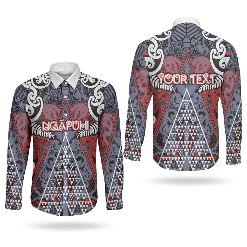 Personalised Aotearoa Iwi Ngapuhi Couples Matching Long Sleeve Bodycon Dress and Long Sleeve Button Shirt Maori Motif Tribal
