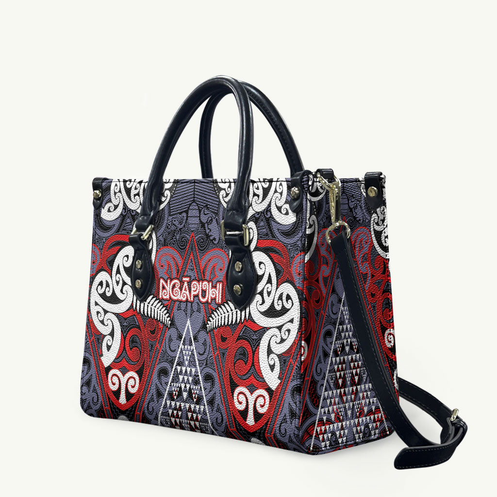 Aotearoa Iwi Ngapuhi Leather Bag Maori Motif Tribal LT03 Multicolor - Polynesian Pride