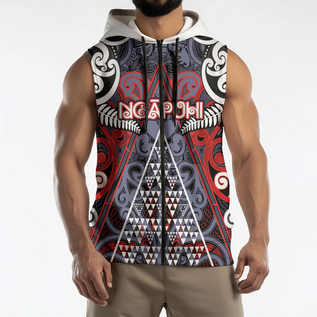 Personalised Aotearoa Iwi Ngapuhi Sleeveless Zip Hoodie Maori Motif Tribal