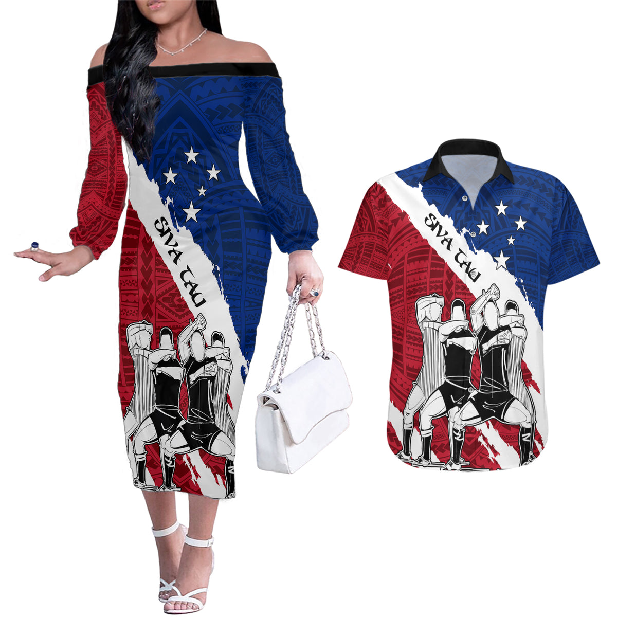 custom-samoa-rugby-couples-matching-off-the-shoulder-long-sleeve-dress-and-hawaiian-shirt-siva-tau-dance-polynesian-tattoo-brush-style