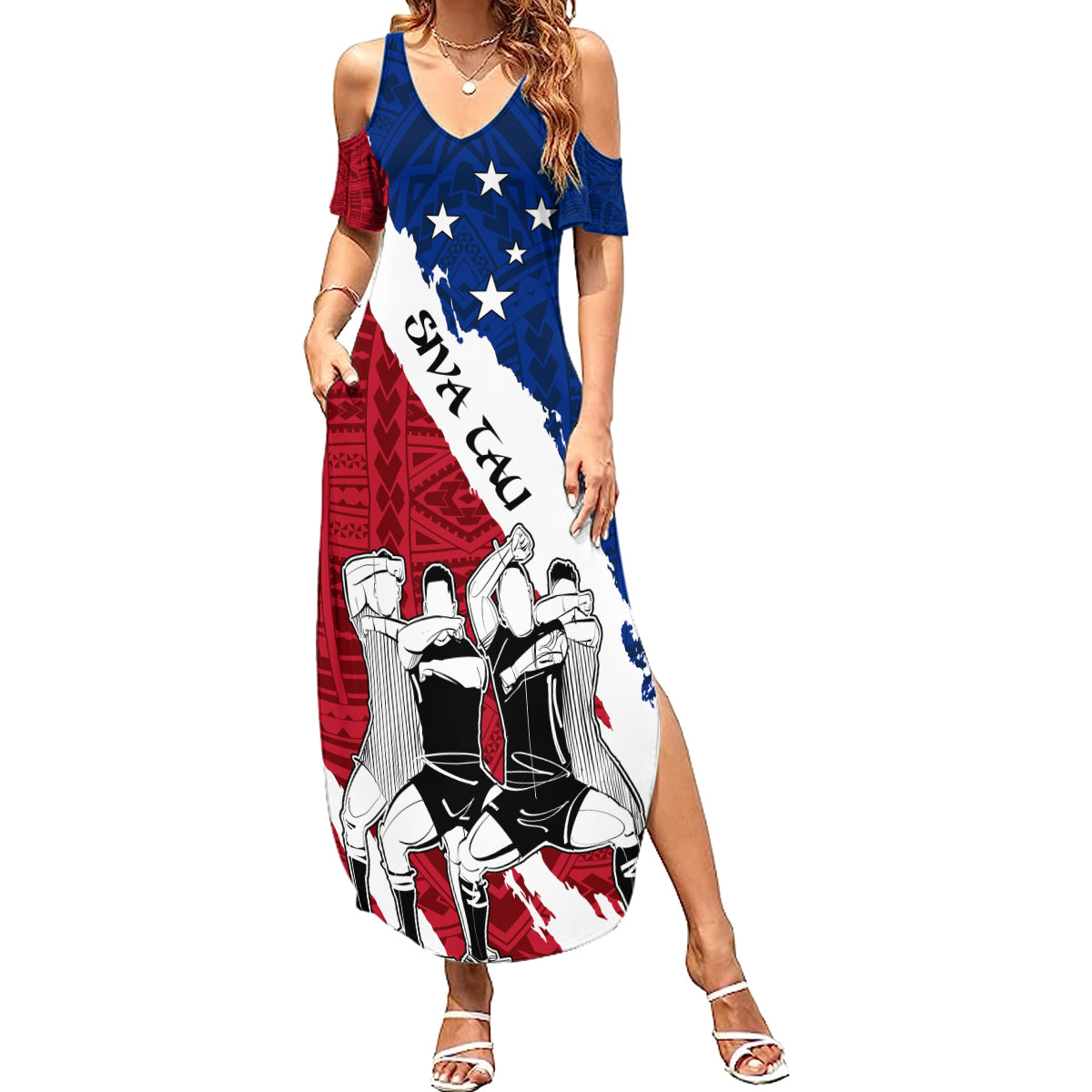 custom-samoa-rugby-family-matching-summer-maxi-dress-and-hawaiian-shirt-siva-tau-dance-polynesian-tattoo-brush-style