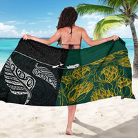 South Africa and New Zealand Sarong King Protea and Silver Fern Mix Culture Pattern LT03 - Polynesian Pride