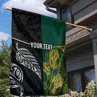 Personalised South Africa and New Zealand Garden Flag King Protea and Silver Fern Mix Culture Pattern LT03 - Polynesian Pride