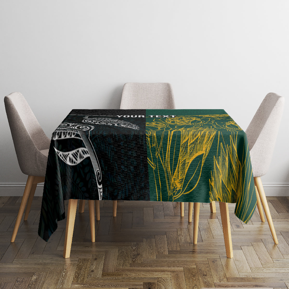 Personalised South Africa and New Zealand Tablecloth King Protea and Silver Fern Mix Culture Pattern LT03 - Polynesian Pride